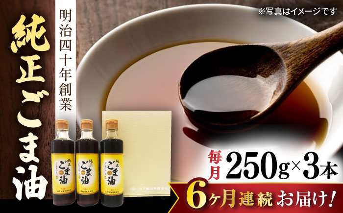 【6回定期便】純正ごま油 ギフトセット 250g×3本【山下製油】 [NBE105] ごま油 胡麻油 ゴマ油 油 ごま油 胡麻油 ゴマ油 油