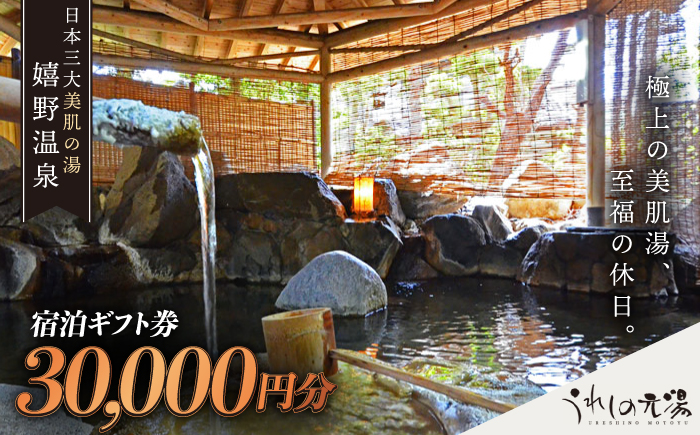 嬉野温泉 宿泊ギフト券 (30,000円分) 【うれしの元湯】 [NBO001] 佐賀県 嬉野市 嬉野温泉 宿泊券 宿泊 旅行