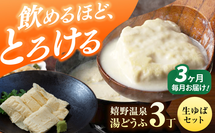 【3回定期便】嬉野温泉湯どうふ3丁＋生ゆばセット【藤川とうふ店】 [NBT110]