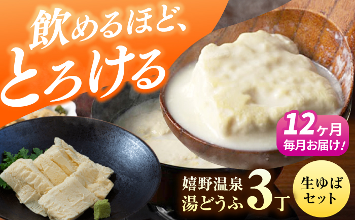 【12回定期便】嬉野温泉湯どうふ3丁＋生ゆばセット【藤川とうふ店】 [NBT112]