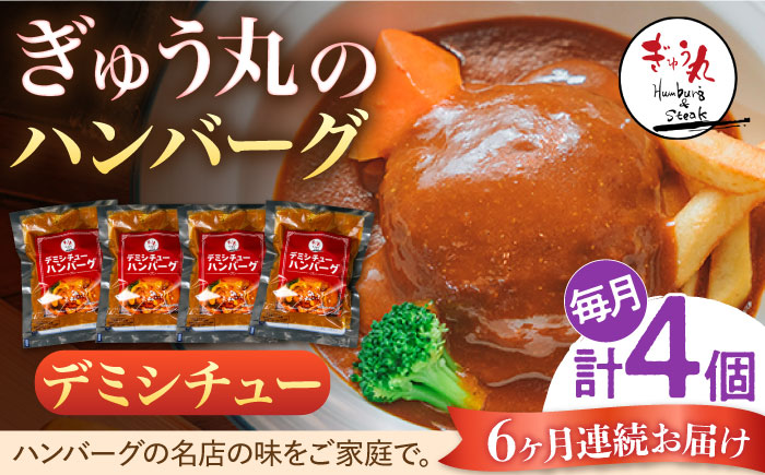 【6回定期便】〈メディア紹介多数〉ぎゅう丸のデミシチューハンバーグ 総計24個セット【ぎゅう丸】 [NCQ108] ハンバーグ 名店 デミグラス