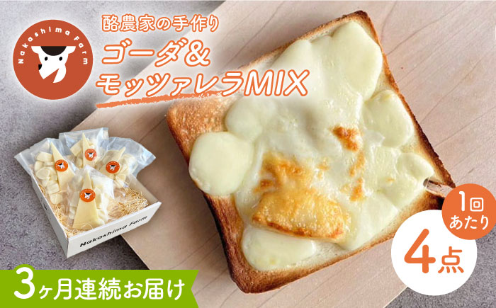 [3回定期便]チーズトースト ゴーダ&モッツァレラMIX 4点 セット[ナカシマファーム] 