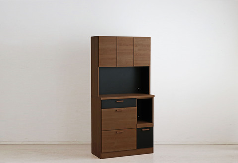 モデロ 90キッチンボード BR_BK 【食器棚  食器 ダイニングボード 家具 国産 家電収納庫 ダイニング】(H060657)