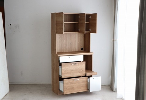 TMモデロ 90キッチンボード SNA 【食器棚  食器 ダイニングボード 家具 国産 家電収納庫 ダイニング】(H060655)