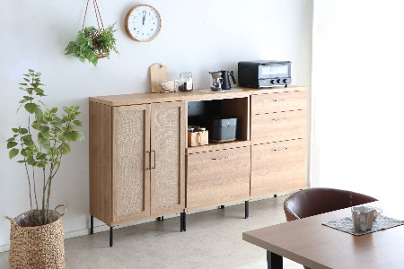 【東馬家具】TMフォカス 麻扉+60OP引出+60チェスト+180天板SN+脚3セット【収納棚 シャビー調 木目 おしゃれ 飾り棚 完成品 脚・取っ手のみ取付】(H060627)