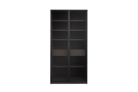 ロッコストレージ 900H ブラウン【飾り棚 ディスプレイラック コレクションラック ガラス戸 本棚 収納 完成品】(H062249)