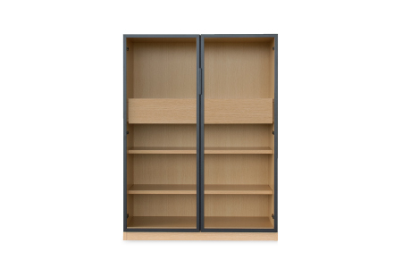 ロッコストレージ 900M ナチュラル【飾り棚 ディスプレイラック コレクションラック ガラス戸 本棚 収納 完成品】(H062253)