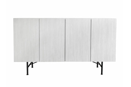 セロ 150サイドボード ライトグレイ【リビングボード サイドボード 紙漉き風模様 完成品 収納 家具】(H062274)