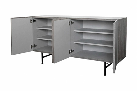 セロ 150サイドボード ダークグレイ【リビングボード サイドボード 紙漉き風模様 完成品 収納 家具】(H062275)