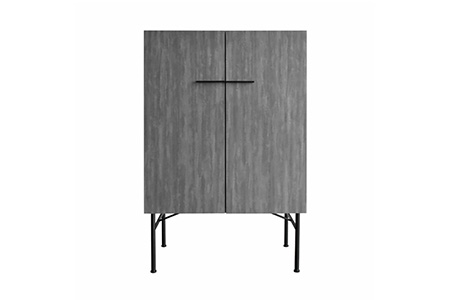 セロ 80キャビネット  ダークグレイ 【キャビネット リビング収納 紙漉き風模様 完成品 家具】(H062276)