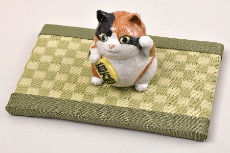 ミニたたみ 市松 グリーン【和紙表 撥水加工 変色しづらい 職人 本格派 やすらぎ 国産 手作り 卓上 おしゃれ マウスパッド 小物】(H075113)