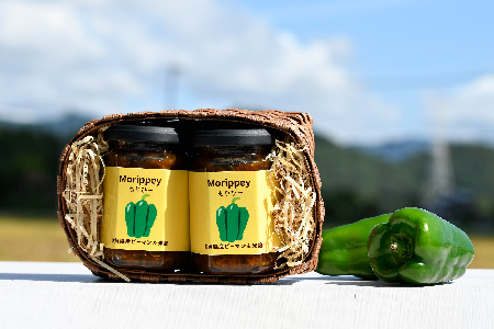 リピーター続出!! "ピーマン味噌 もりぴー"2個セット【手編みかご入り 】【サラダピーマン 米麹味噌 手作り 無添加 プレゼント】(H100102)