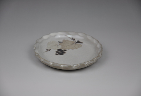 和紙染草花文豆皿 【日の隈窯 和紙染 和紙 佐賀 陶器 粉引き 鉄絵 窯元 陶芸作家】(H025154)