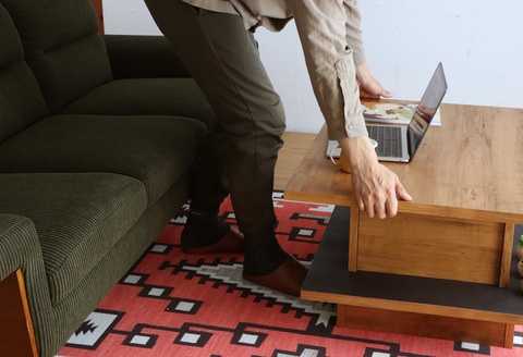 アダムロ リフトアップテーブル LBR 【センター リビング リフトアップ テーブル CT LT 家具 日本製】(H060372)