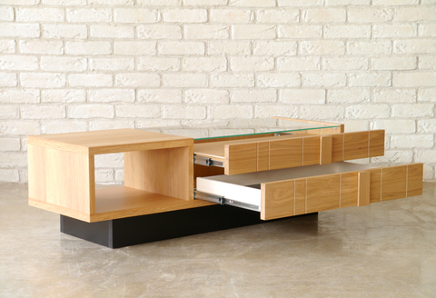 サモア コレクションテーブル 【リビング センター ガラス 北欧 ナチュラル 引出し 収納付き おしゃれ 開梱設置 梱包材引き取り 完成品】(H062190)