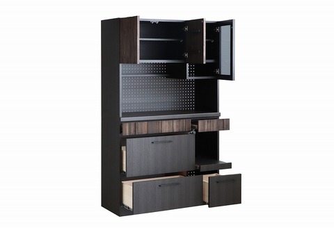 RESE 105KB A(ガラス上台・引出下台) 【キッチンボード レンジ 食器棚 食器 キッチン 家具 国産 収納 台所収納 完成品】(H060645)