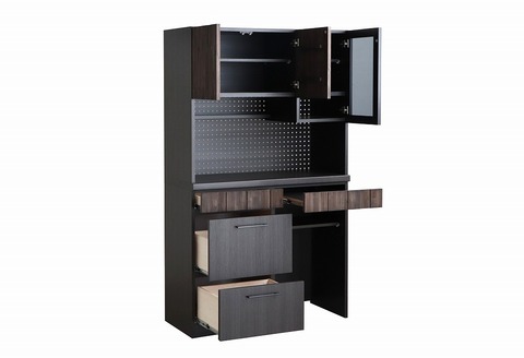 RESE 105KB B(ガラス上台・ダスト下台) 【キッチンボード レンジ 食器棚 食器 キッチン 家具 国産 収納 台所収納 完成品】(H060646)