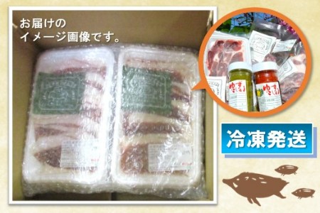 脊振ジビエ 詰め合わせ イノシシ肉約600g＆柚子胡椒2本セット 【ジビエ イノシシ肉 ロース バラ カレー 鍋 詰め合わせ】(H059121)