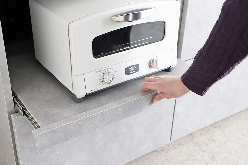 【東馬家具】モルタ_板戸+60ダスト引出+60チェスト+60OP引出+120天板ステン【キッチンカウンター キッチン リビング 収納 国産 シンプル ふるさと納税】(H060687)