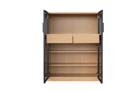 ロッコストレージ 900M ナチュラル【飾り棚 ディスプレイラック コレクションラック ガラス戸 本棚 収納 完成品】(H062253)