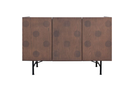 フォーグ 120サイドボード【リビングボード キャビネット リビング収納 水玉模様 収納 完成品】(H062254)