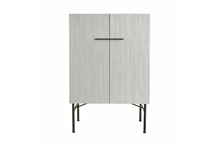 セロ 80キャビネット ライトグレイ 【キャビネット リビング収納 紙漉き風模様 完成品 家具】(H062277)