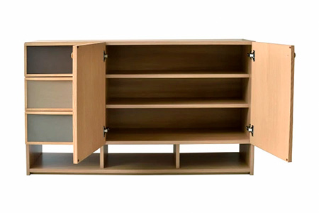 カルペア 135サイドボード ナチュラル【リビングボード サイドボード キャビネット リビング収納 真鍮つまみ 組立設置付 梱包材引き取り 収納 家具 国産】(H062291)