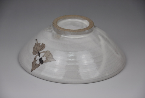 和紙染草花文飯碗(小) 【日の隈窯 和紙染 和紙 佐賀 陶器 粉引き 鉄絵 窯元 陶芸作家】(H025146)