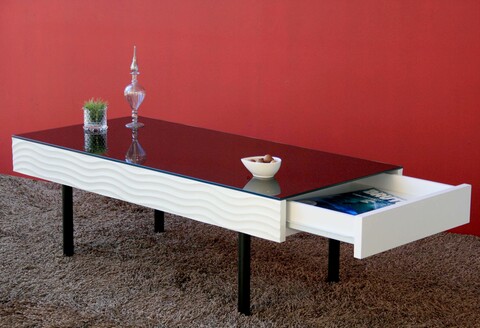 シュール リビングテーブル 【リビング センター テーブル 引出し付 開梱設置 梱包材引き取り 収納 家具 国産 完成品】(H062179)