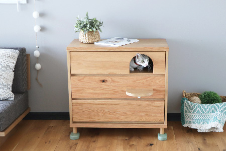 【東馬家具】TRM020 トンネルチェスト【天然木 ナチュラルデザイン 収納アイテム 猫 ステップ トンネル かわいい キュート 完成品 脚のみ取付】(H060617)