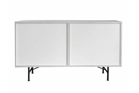 セロ 150サイドボード ライトグレイ【リビングボード サイドボード 紙漉き風模様 完成品 収納 家具】(H062274)