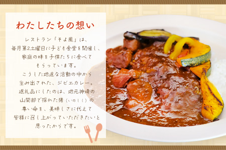 【猪骨スープ】まりこばあちゃんのこだわりジビエカレー2食分【辛口 温めるだけ 簡単調理 レトルト いのしし イノシシ】(H109101)