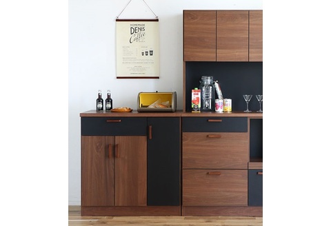 TMモデロ 90カウンター BR_BK 【食器棚  食器 ダイニングボード 家具 国産 家電収納庫 ダイニング】(H060658)