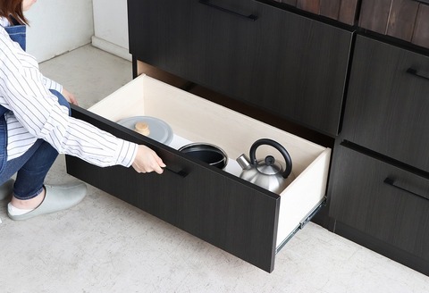 RESE(レセ) 80カウンター引出 【キッチンカウンター 食器 食器棚 キッチン 家具 国産 収納 台所収納 完成品】(H060649)