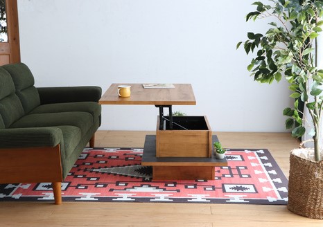 アダムロ リフトアップテーブル LBR 【センター リビング リフトアップ テーブル CT LT 家具 日本製】(H060372)