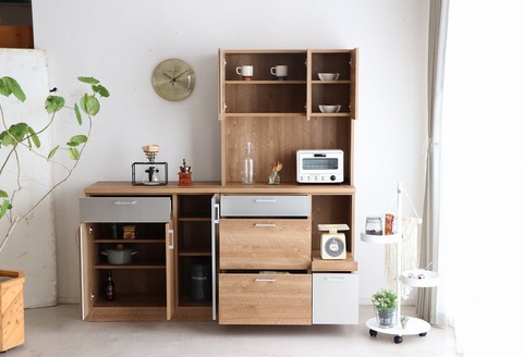 TMモデロ 90キッチンボード SNA 【食器棚  食器 ダイニングボード 家具 国産 家電収納庫 ダイニング】(H060655)