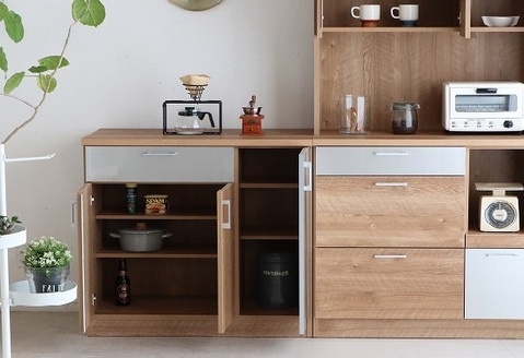 TMモデロ 90カウンター SNA 【食器棚 食器 ダイニングボード 家具 国産 家電収納庫 ダイニング】(H060656)