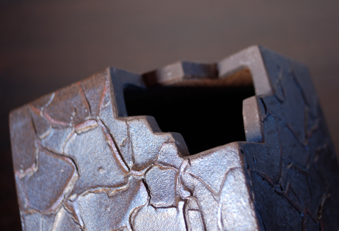 花器 キューブ(大) 黒 【一輪挿し 手作り 陶器 オブジェ インテリア 癒し 贈り物】(H038116)