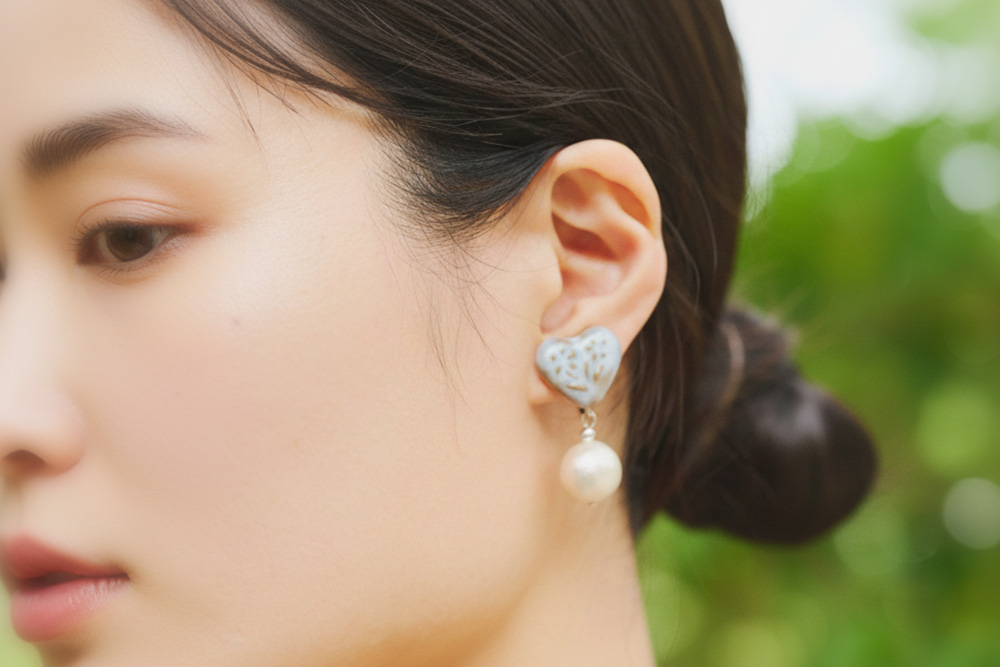 日の隈窯陶器イヤリング or ピアス【デザイン選択可 アクセサリー 日の隈窯 佐賀 尾崎焼 陶器 窯元 陶芸作家】(H025127)