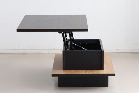 【東馬家具】FEEL（フィール）リフトアップテーブルBK【テーブル デスク 机 家具 国産 完成品】(H060596)