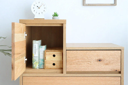 【東馬家具】TRM017 Hop Stepチェスト【天然木 ナチュラルデザイン 収納アイテム 猫 キュート 完成品 脚のみ取付】(H060614)