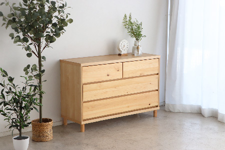 【東馬家具】チプレ 110チェスト【天然 ヒノキ シンプル 国産 自然素材 安心 安全 品質 ナチュラル 収納力 インテリア 完成品 脚のみ取付】(H060633)