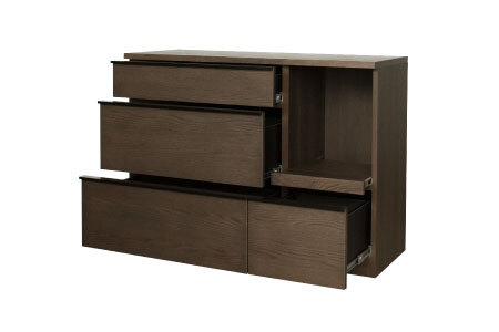 バルド 117キッチンカウンター ブラウン【キッチンカウンター カウンター 食器棚 収納 飛散防止フィルム付き 完成品】(H062258)