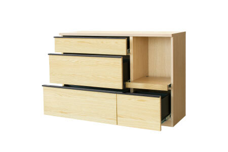 バルド 117キッチンカウンター ナチュラル【キッチンカウンター カウンター 食器棚 収納 飛散防止フィルム付き 完成品】(H062259)