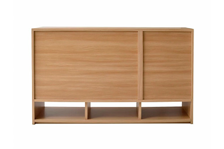 カルペア 135サイドボード ナチュラル【リビングボード サイドボード キャビネット リビング収納 真鍮つまみ 組立設置付 梱包材引き取り 収納 家具 国産】(H062291)