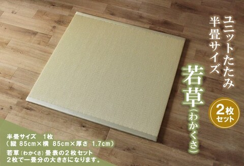 ユニットたたみ半畳サイズ2枚セット【若草(わかくさ)】 【和紙表 撥水加工 変色しづらい 職人 本格派 やすらぎ ごろ寝 昼寝 国産 手作り】(H075111)