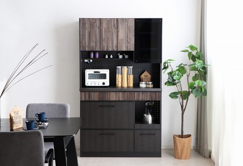 RESE 105KB A(ガラス上台・引出下台) 【キッチンボード レンジ 食器棚 食器 キッチン 家具 国産 収納 台所収納 完成品】(H060645)