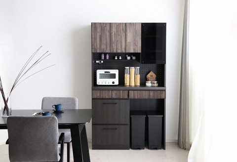 RESE 105KB B(ガラス上台・ダスト下台) 【キッチンボード レンジ 食器棚 食器 キッチン 家具 国産 収納 台所収納 完成品】(H060646)