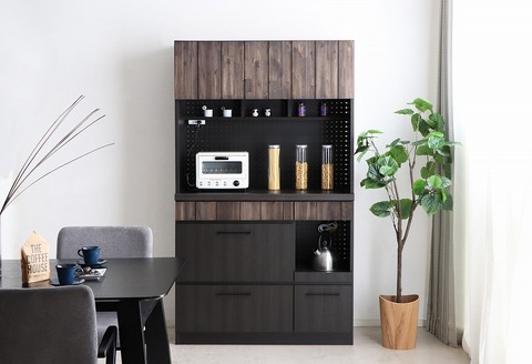 RESE 105KB C(板扉上台・引出下台) 【キッチンボード レンジ 食器棚 食器 キッチン 家具 国産 収納 台所収納 完成品】(H060647)