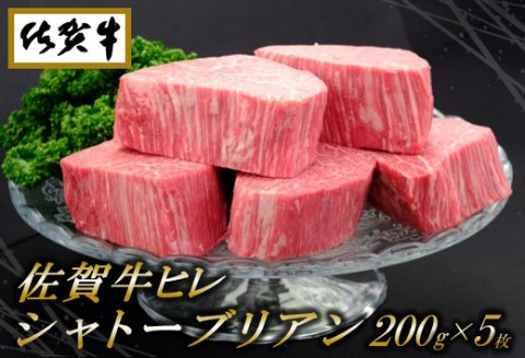 佐賀牛ヒレシャトーブリアン200g×5枚【ステーキ ヒレ 冷凍 A4 A5 赤身 牛肉 希少部位 ブランド牛 送料無料 人気 ランキング 佐賀県産 黒毛和牛】(H065119)